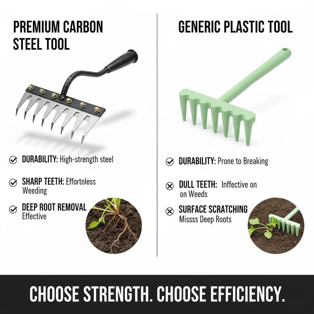 🌱 5-Tooth Carbon Steel Weeding Tool – 50% OFF | Don’t Miss Out!